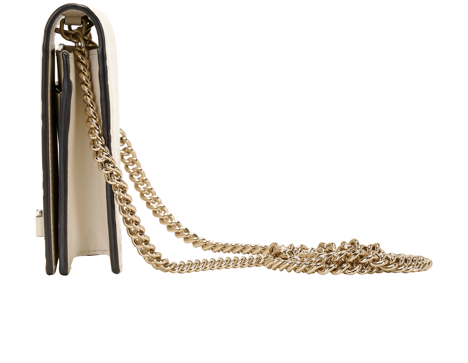 Mini Bow Signature Wallet On Chain, &pound;390, Handbags, Gold/White, Leather, Bottom view